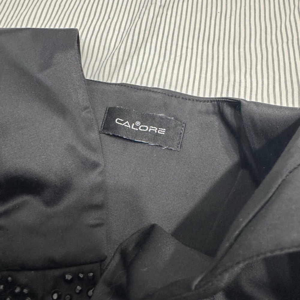 Elegant Black Women's Slip Dress  with Rhinestone Details - Picture 2 of 4